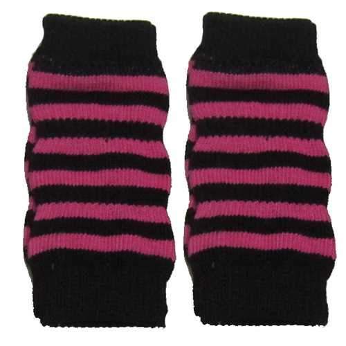 Striped Dog Leg Warmers - Pink and Black