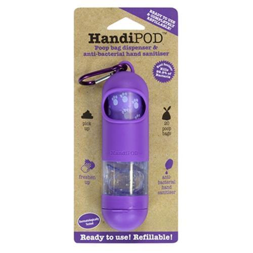 HandiPOD Dispenser with Poop Bags and Hand Sanitizer - Purple