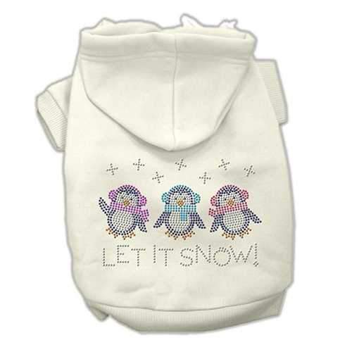 Let it Snow Penguins Rhinestone Dog Hoodie - Cream