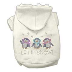 Let it Snow Penguins Rhinestone Dog Hoodie - Cream