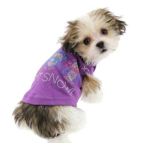 Let it Snow Penguins Rhinestone Dog Shirt - Purple