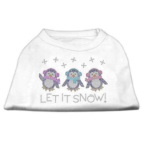Let it Snow Penguins Rhinestone Dog Shirt - White