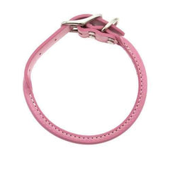 Round Leather Dog Collar by Auburn Leather - Pink