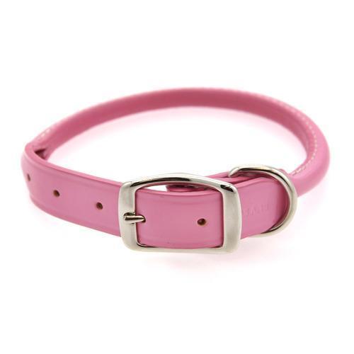 Round Leather Dog Collar by Auburn Leather - Pink