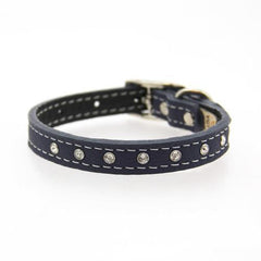 Tuscan Crystallized Leather Dog Collar by Auburn Leather - Navy Blue