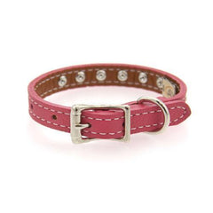 Tuscan Crystallized Leather Dog Collar by Auburn Leather - Pink