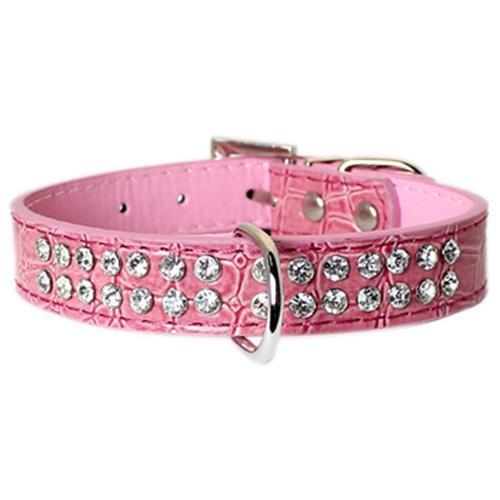 Parisian Pet Luxury Croc & Rhinestones Dog Collar - Pink