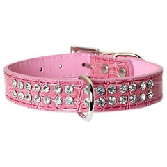 Parisian Pet Luxury Croc & Rhinestones Dog Collar - Pink