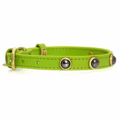 Hematite Pebbies Dog Collar - Green