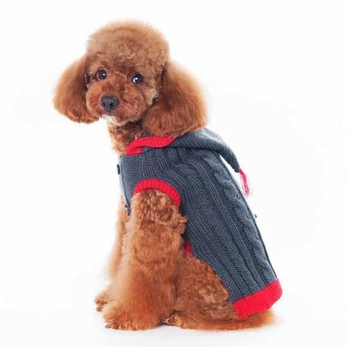 Tidy Cable Hoodie Dog Sweater by Dogo - Charcoal
