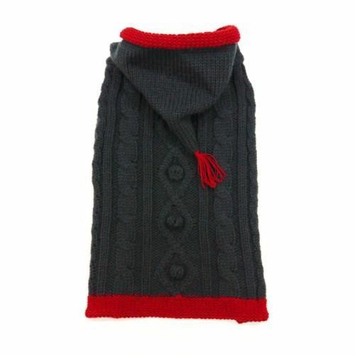 Tidy Cable Hoodie Dog Sweater by Dogo - Charcoal