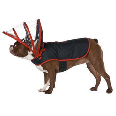 Push Pushi Rainbow Line Dog Raincoat - Black with Red Trim