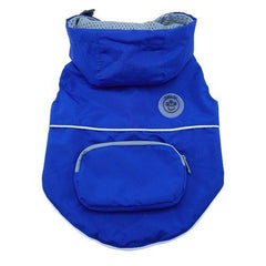 foufou Dog Rainy Day Dog Poncho with Built-in Travel Pouch - Blue