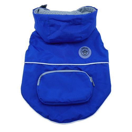 foufou Dog Rainy Day Dog Poncho with Built-in Travel Pouch - Blue