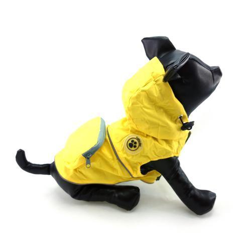 FouFouDog Rainy Day Dog Poncho with Built-in Travel Pouch - Yellow