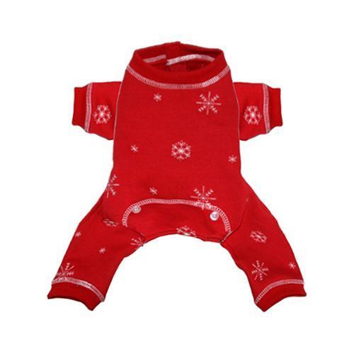 Snowflake Dog Long Johns by Hip Doggie - Red