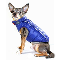 Featherlite Reversible-Reflective Puffer Dog Vest by Hip Doggie - Blue/Orange