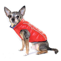 Featherlite Reversible-Reflective Puffer Dog Vest by Hip Doggie - Blue/Orange