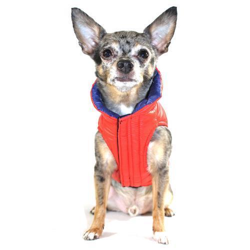 Featherlite Reversible-Reflective Puffer Dog Vest by Hip Doggie - Blue/Orange