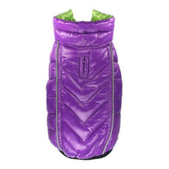 Featherlite Reversible-Reflective Puffer Dog Vest by Hip Doggie - Green/Purple