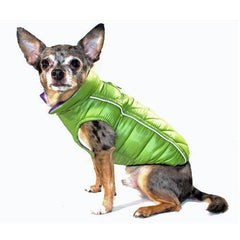 Featherlite Reversible-Reflective Puffer Dog Vest by Hip Doggie - Green/Purple