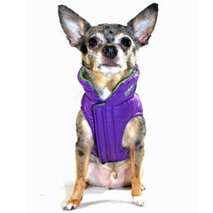 Featherlite Reversible-Reflective Puffer Dog Vest by Hip Doggie - Green/Purple