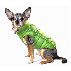 Featherlite Reversible-Reflective Puffer Dog Vest by Hip Doggie - Green/Purple
