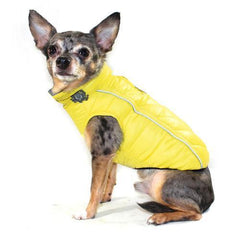 Featherlite Reversible-Reflective Puffer Dog Vest by Hip Doggie - Yellow/Gray