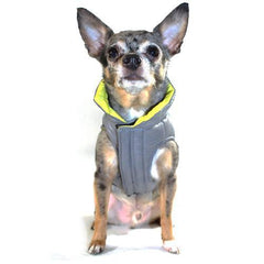 Featherlite Reversible-Reflective Puffer Dog Vest by Hip Doggie - Yellow/Gray