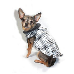 Plaid Shearling Puffer Dog Vest by Hip Doggie - White