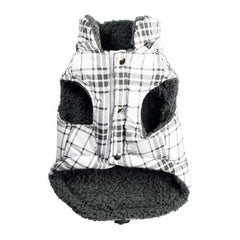 Plaid Shearling Puffer Dog Vest by Hip Doggie - White