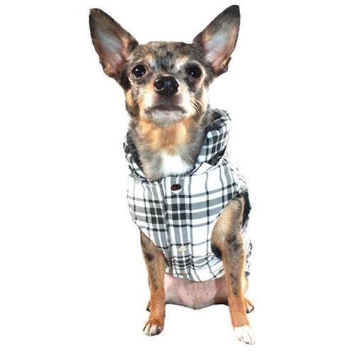 Plaid Shearling Puffer Dog Vest by Hip Doggie - White