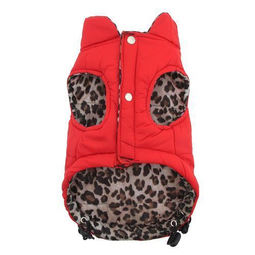 Reversible Leopard Puffer Dog Vest by Hip Doggie