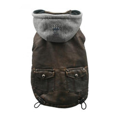 Vintage Bomber Dog Jacket by Hip Doggie - Gray Hood