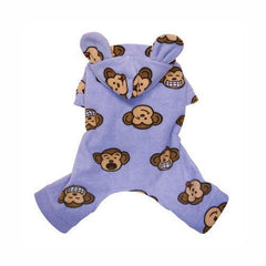 Silly Monkey Fleece Hooded Dog Pajamas by Klippo - Lavender