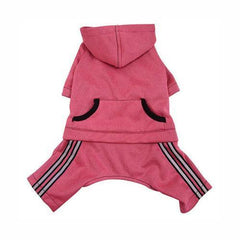 Hooded Dog Jumpsuit with Reflective Stripes by Klippo - Pink