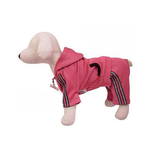 Hooded Dog Jumpsuit with Reflective Stripes by Klippo - Pink