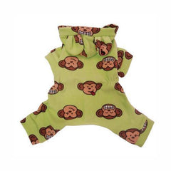 Silly Monkey Fleece Hooded Dog Pajamas by Klippo - Lime