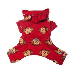 Silly Monkey Fleece Hooded Dog Pajamas by Klippo - Burgundy