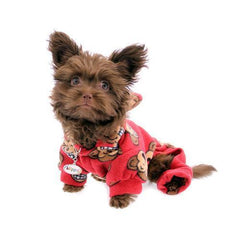 Silly Monkey Fleece Hooded Dog Pajamas by Klippo - Burgundy