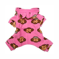 Silly Monkey Fleece Hooded Dog Pajamas by Klippo - Pink