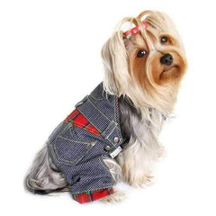 Adorable Stripy Denim Dog Overalls by Klippo