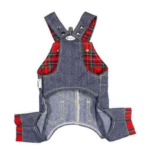 Adorable Stripy Denim Dog Overalls by Klippo