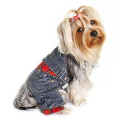 Adorable Stripy Denim Dog Overalls by Klippo
