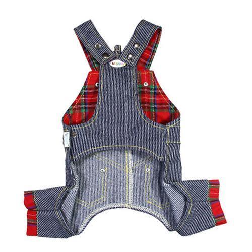 Adorable Stripy Denim Dog Overalls by Klippo