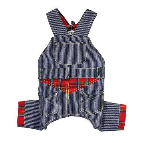 Adorable Stripy Denim Dog Overalls by Klippo