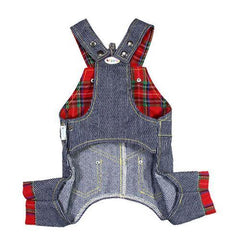 Adorable Stripy Denim Dog Overalls by Klippo