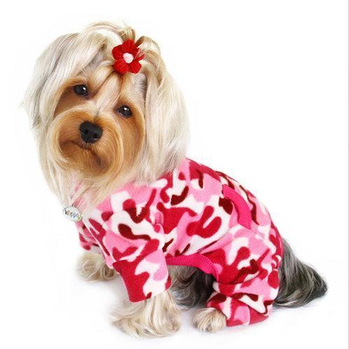 Camouflage Fleece Turtleneck Dog Pajamas by Klippo - Pink