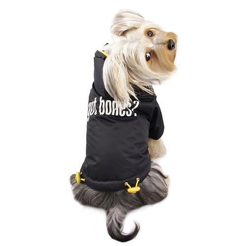 Got Bones? Padded Dog Coat with Removable Hoodie by Klippo