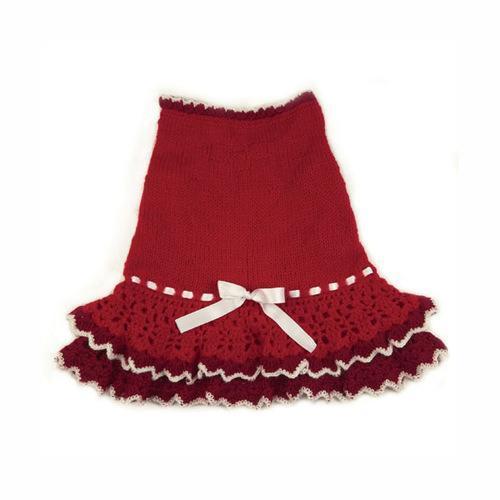 Glamourous Reds Layered Knit Dog Dress by Klippo